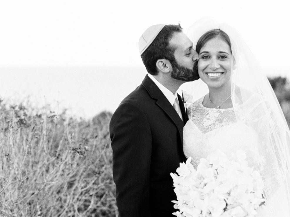 wedding photography, happy couple, bride, groom, black and white, veil, wedding gown, tuxedo, kiss