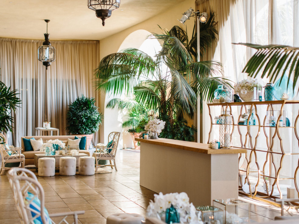 teal, blue accents, cream, green foliage, beach, ocean, nautical, lounge, best wedding designs, la event planner