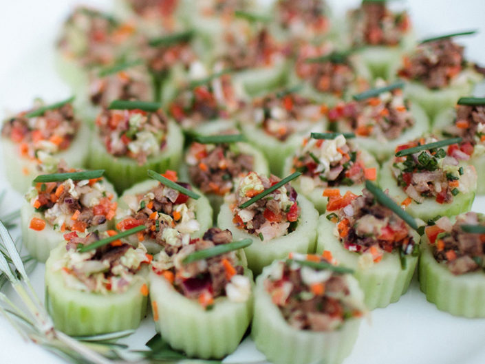 cucumber, appetizer, chives, passed tray, hors d'oeuvres, food, wedding planning, party planning