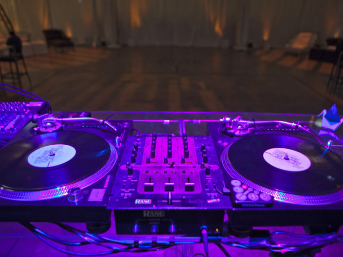 DJ equipment, getting the party started, contemporary lighting design, kristin banta weddings