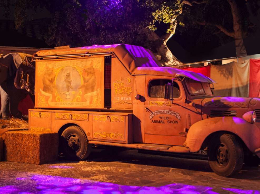 Vintage animal show truck for carnival themed halloween event produced by Kristin Banta Events