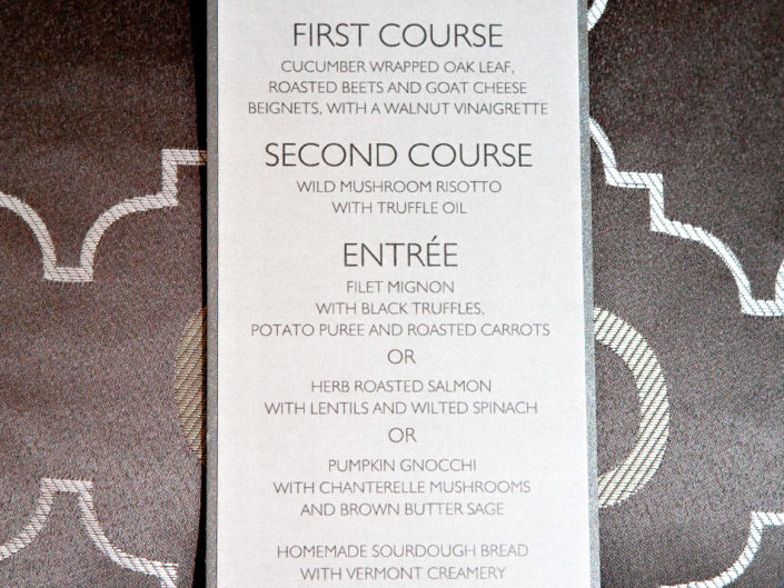 Wedding menu, LA catering, los angeles event planner