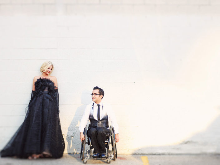 bride and groom, black wedding dress, contemporary and modern wedding, LA event planner, kristin banta