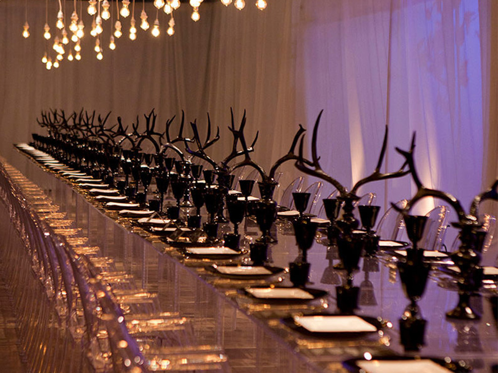 tablescape, oil dipped antlers, antlers, black glassware, black candleholder, table setting, wedding table design, wedding table decor, reception table, wedding reception table design, table decor, wedding decor, wedding design