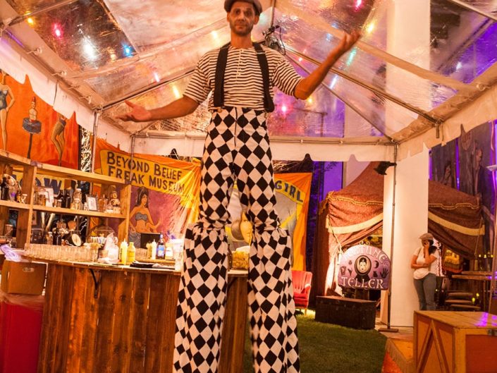 freak museum, mime on stilts, fortune teller, carnival wasteland, funhouse-vortex, bar decor, back bar decor, freak show inspired event, kristin banta events, los angeles event planner