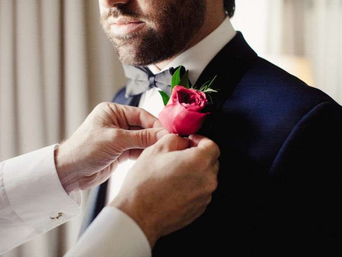 Groom, boutonniere, floral accents, pink, los angeles wedding planner