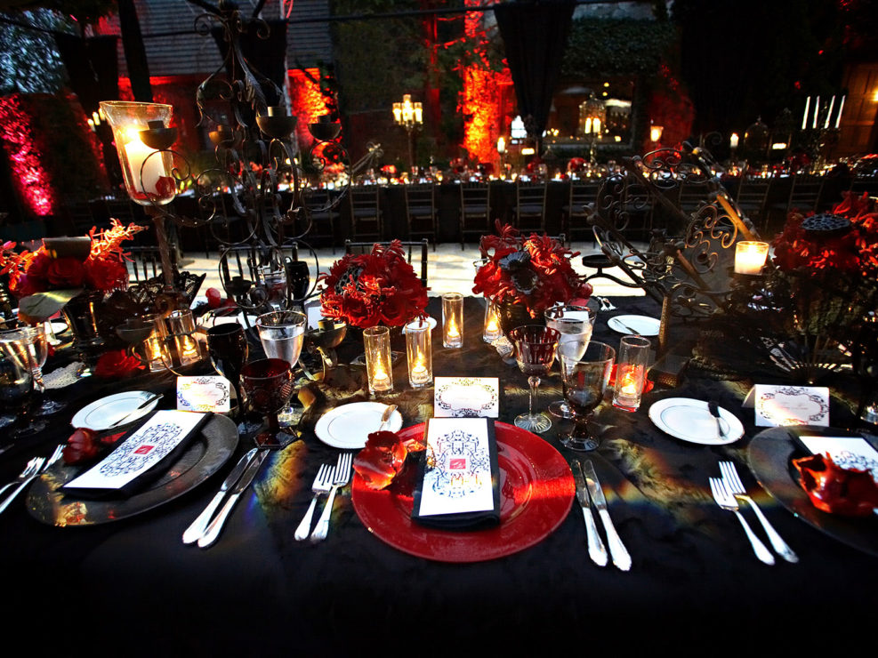 Los Angeles Wedding Reception, Black and Red Wedding, LA Wedding Planner, event planner in LA, events in los angeles, celebrity wedding, musician wedding, black and red wedding, tabletop decor, los angeles wedding planner