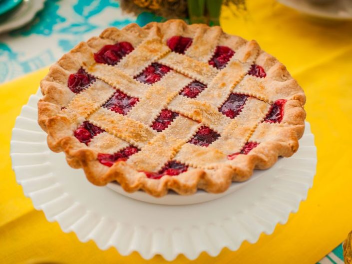 dessert, cherry pie, decor inspiration, hyper color, event planner in los angeles, LA events, kristin banta events