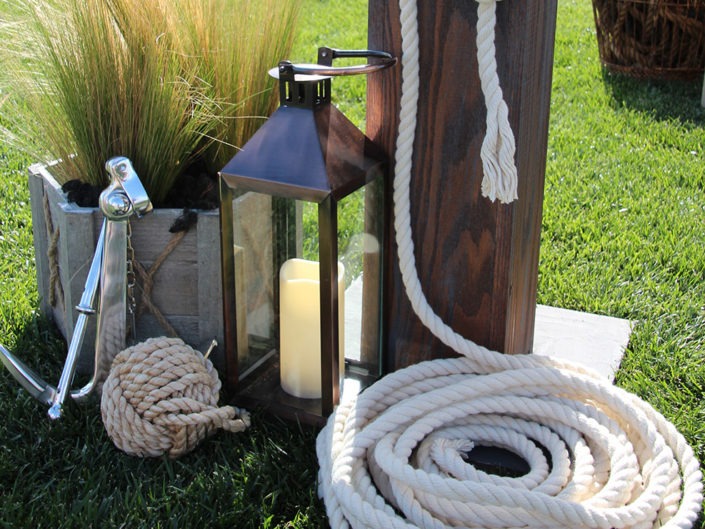 anchor, nautical, rope, wedding decor, lamp, candle, outdoor decor, best wedding designers, event producer, los angeles