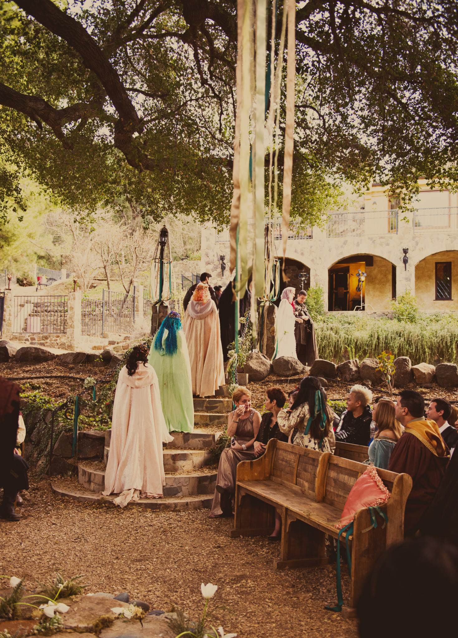 medieval decor, outdoor ceremony, inspired wedding, bride, groom