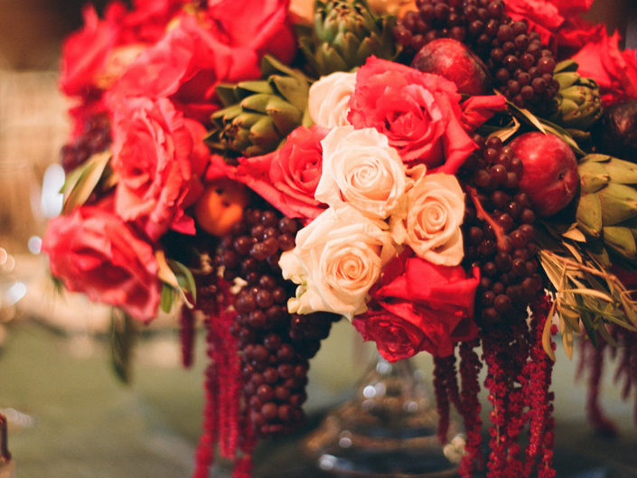 tabletop decor, centerpiece, bright florals, floral decor, fruit decor, vegetable decor, wedding planner in los angeles, events in LA, kristin banta events