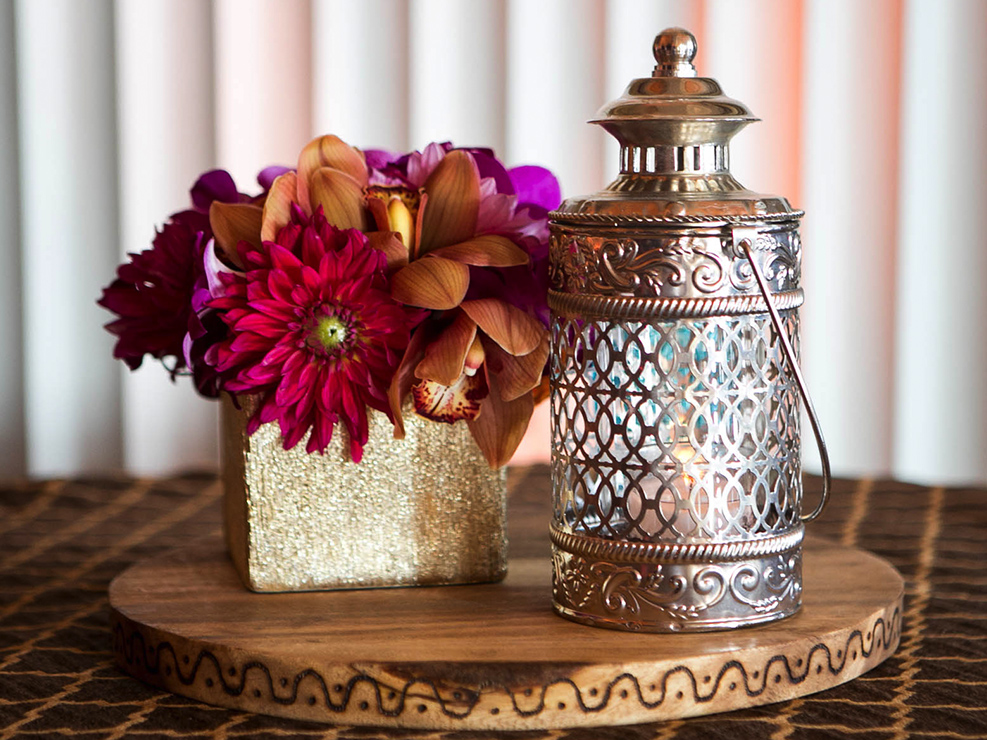 table top decor, moroccan lanterns, floral decor, floral accents, vibrant floral colors, LA event planner, kristin banta