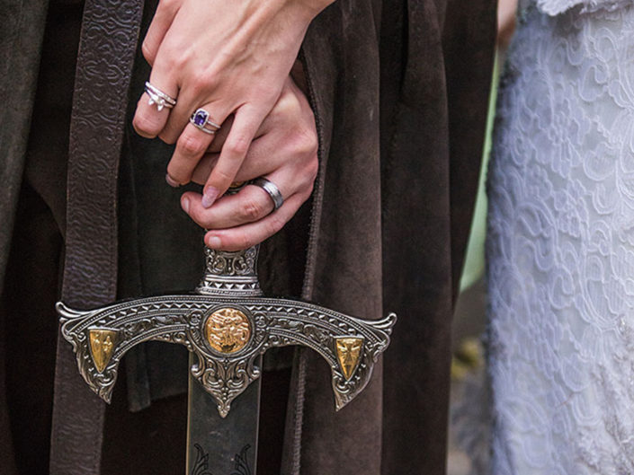 wedding rings, wedding band, couple, sword, lord of the rings, game of thrones, inspired, photography