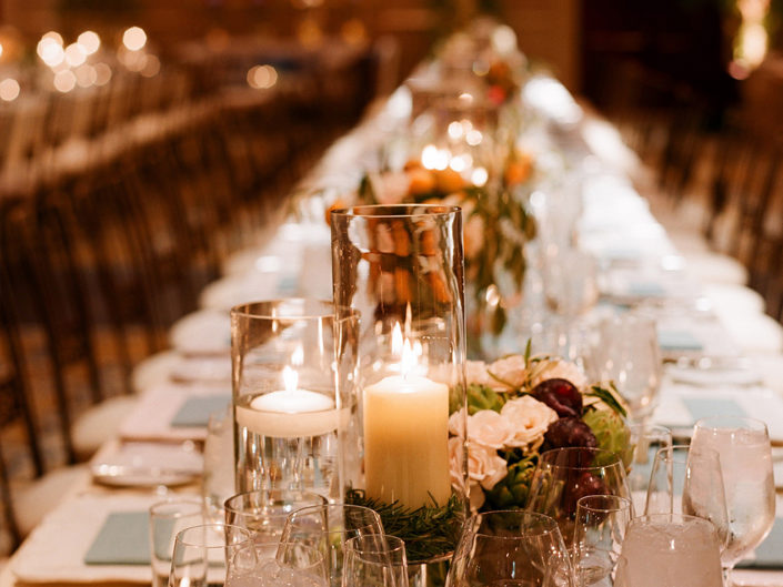 event planner in los angeles, tabletop, wedding reception, LA event planning, centerpiece, candle, glass vase, los angeles events, wedding planner in LA, kristin banta events