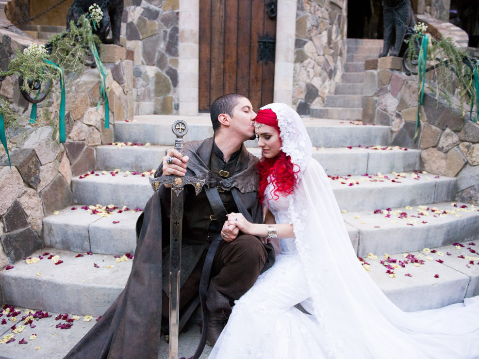 mandi, julian, red hair, wedding photography, happy couple, kiss, sword, game of thrones, lord of the rings, inspired, wedding, steps, castle, medieval style, happy couple, kiss, sword, game of thrones, lord of the rings, inspired, wedding, steps, castle, medieval style,