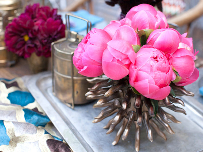 Floral arrangement, pink flowers, center peice, Anniversary Dinner, Iron Accents, Party Decor, Party Accessories, los angeles wedding planner, photoshoot