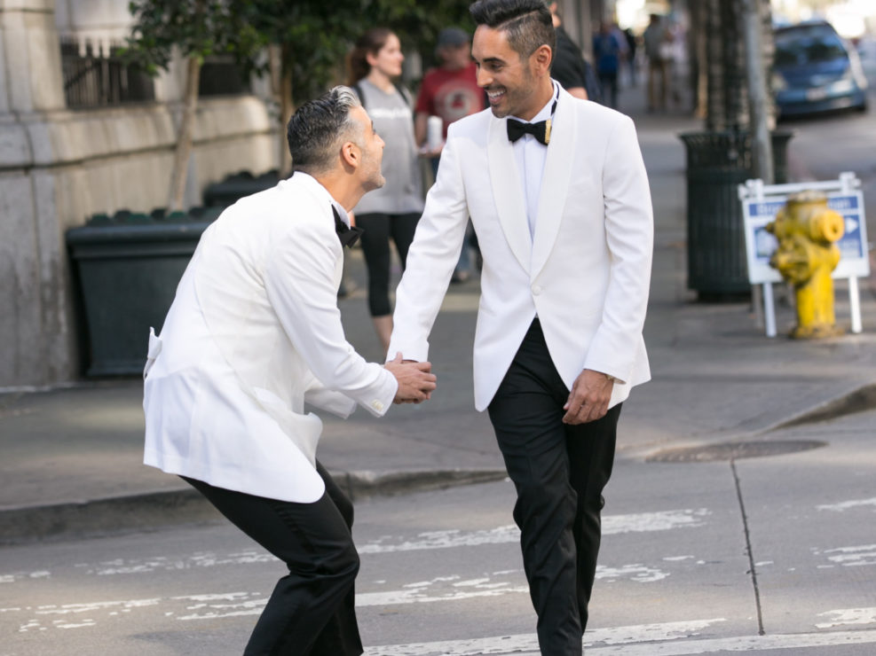 Gay Wedding, Black Tie Wedding, White Tuxedo, Wedding Photography, Downtown Los Angeles, Urban Wedding, High Fashion, Luxe Wedding, Produced by Kristin Banta Events