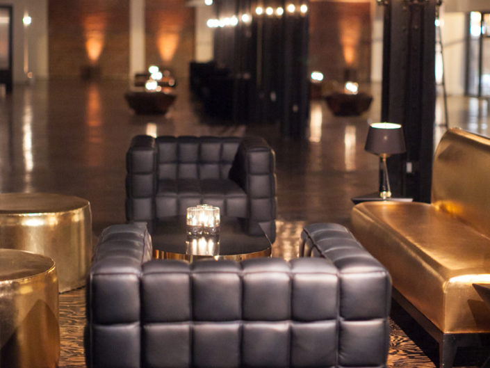 Masculine black and gold lounge vignettes, Kristin Banta Weddings and Special Events