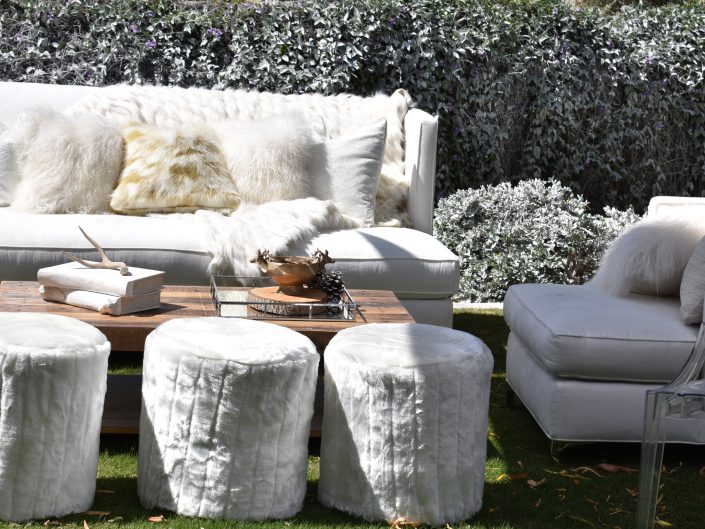 bumble, winter bumbleland, coachella party, kristin banta events, event design, white fur lounge vignette