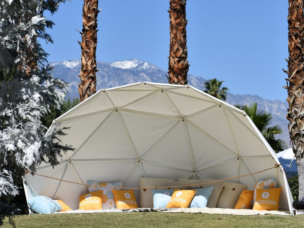 bumble, winter bumbleland, coachella party, kristin banta events, event design, lounge vignette