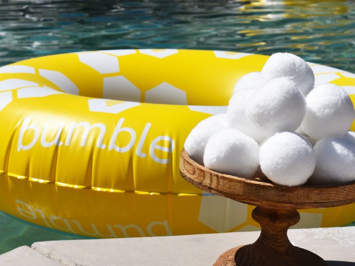 bumble, winter bumbleland, coachella party, kristin banta events, event design, pool party