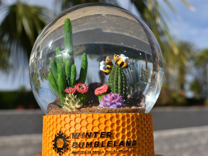 bumble, winter bumbleland, coachella party, kristin banta events, event design, creative snowglobe invitation