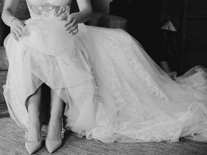 Bridal Shoes and Dress Detailing